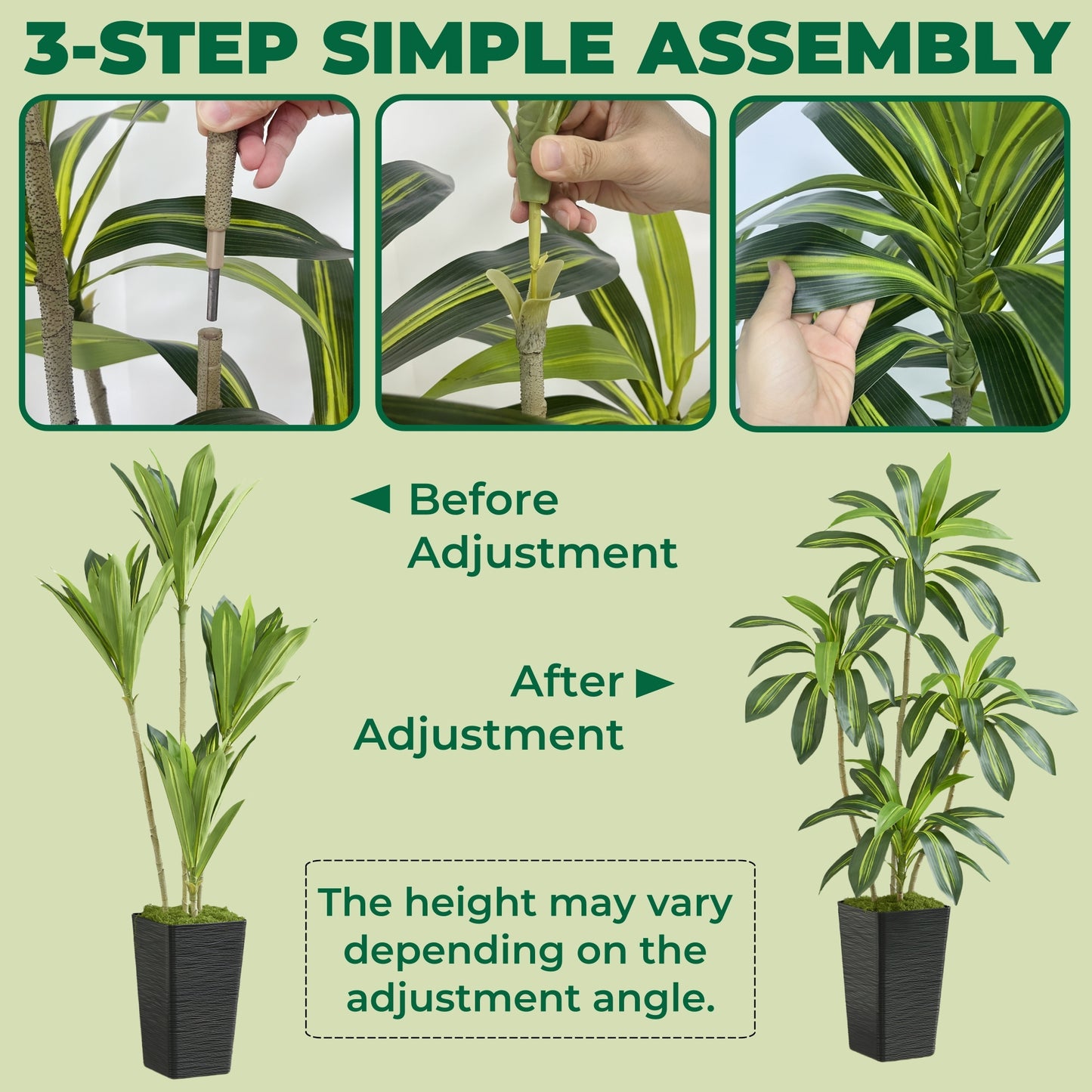 5FT Artificial Dracaena Tree with Black Planter - Real Touch Fake Plant for Home & Office Decor, Faux Yucca Indoor Floor Tree