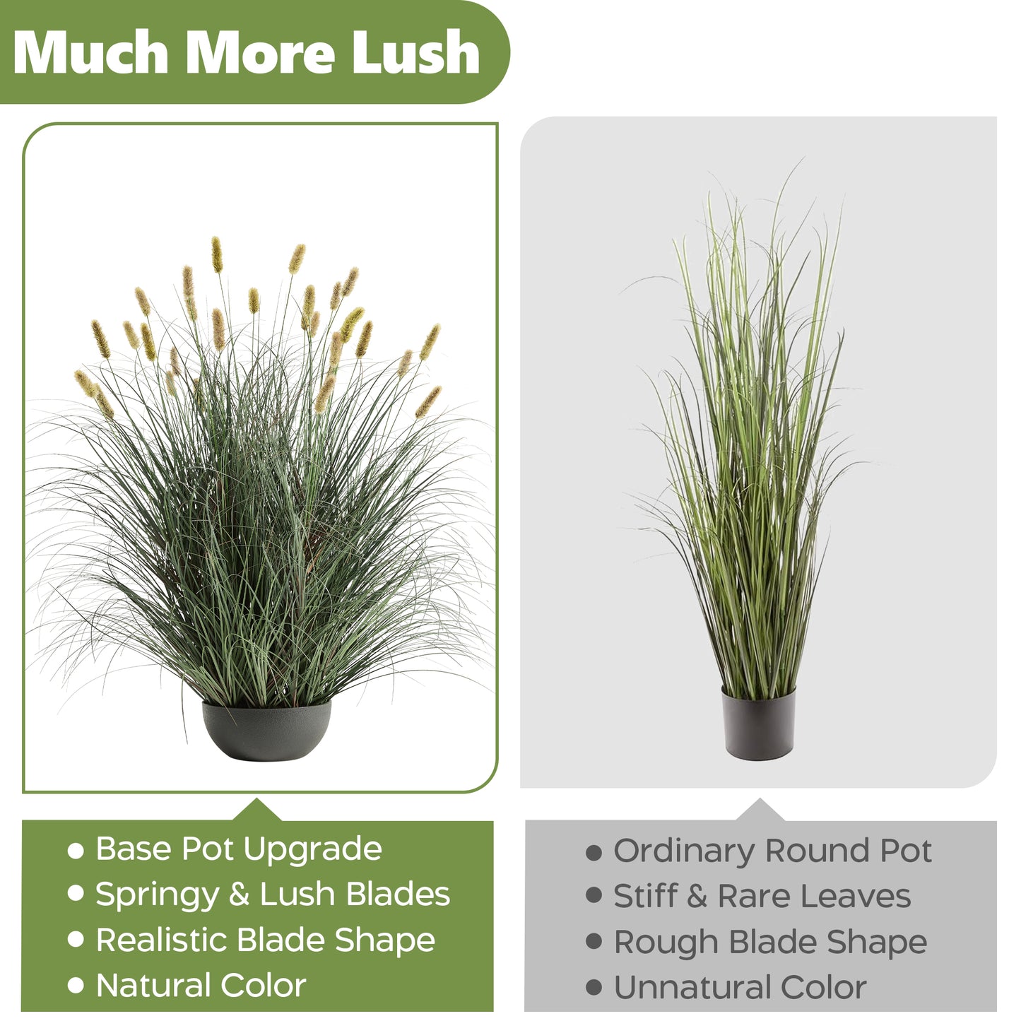 FloraFairy 4ft Artificial Onion Grass, Potted Faux Green Bristlegrass