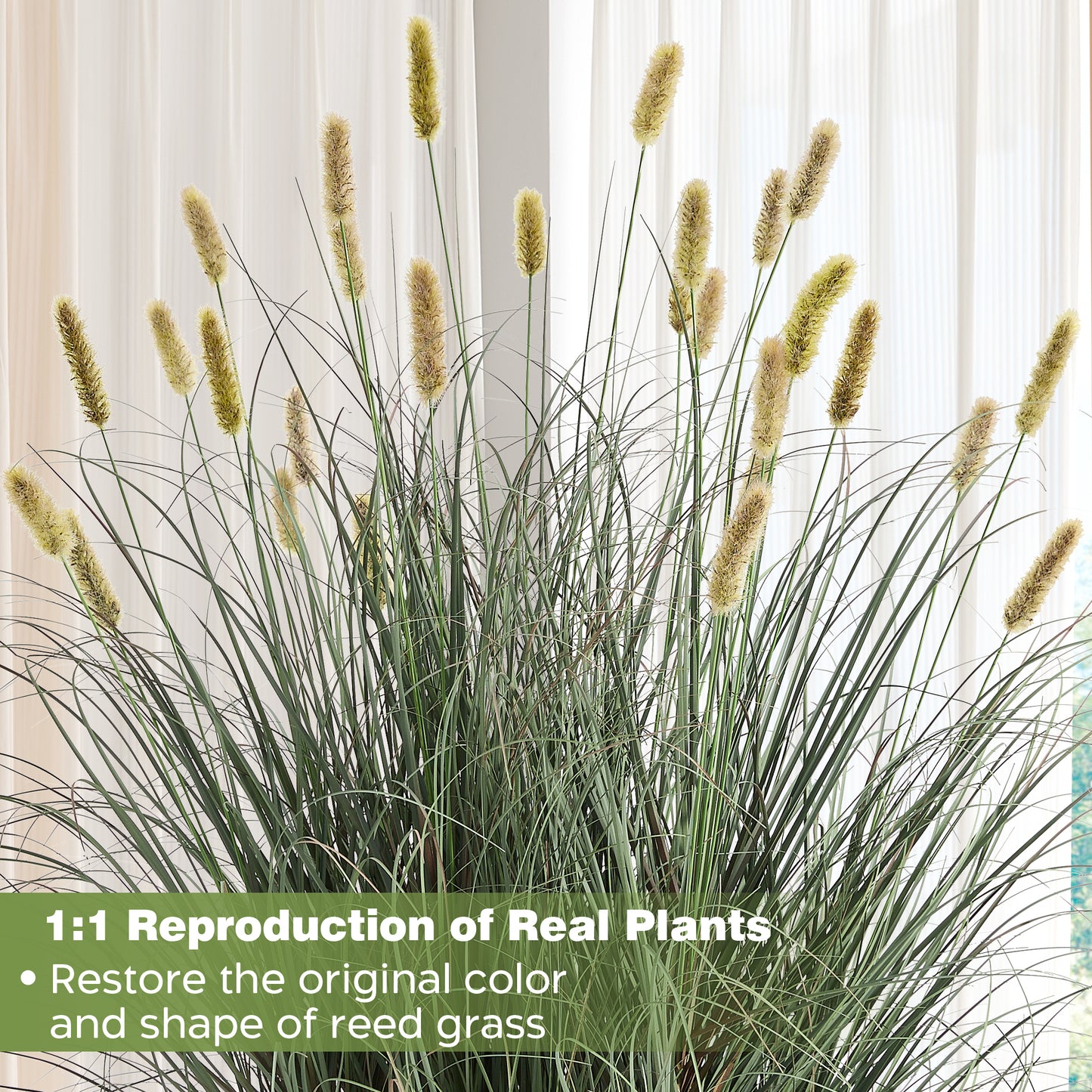 FloraFairy 4ft Artificial Onion Grass, Potted Faux Green Bristlegrass