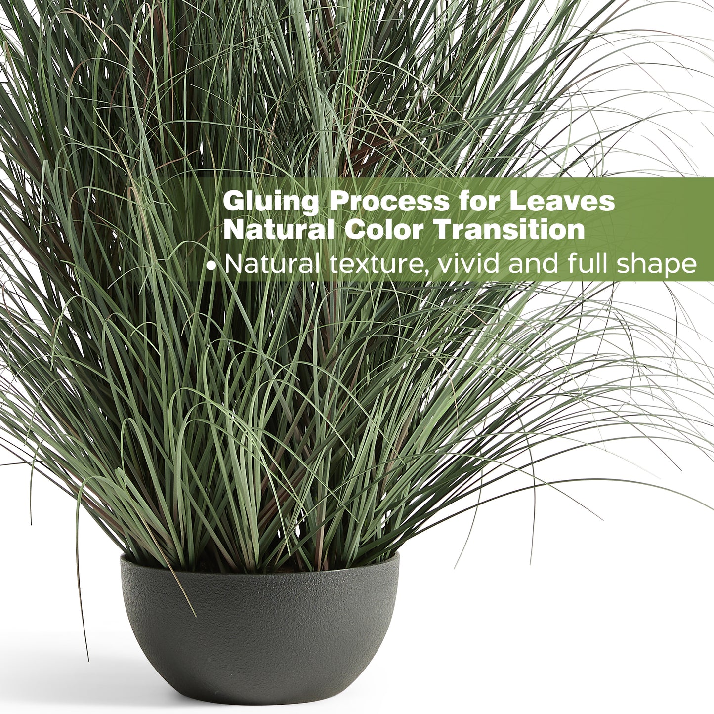 FloraFairy 4ft Artificial Onion Grass, Potted Faux Green Bristlegrass