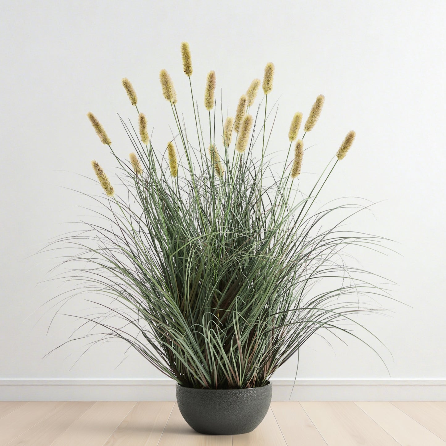 FloraFairy 3ft Onion Grass, Artificial Plant and Greenery, Fake Floor Plants Indoor Outdoor, Potted Faux Green Bristlegrass with Yellow Spikes, Horsetail Reed Grass, House Decorative