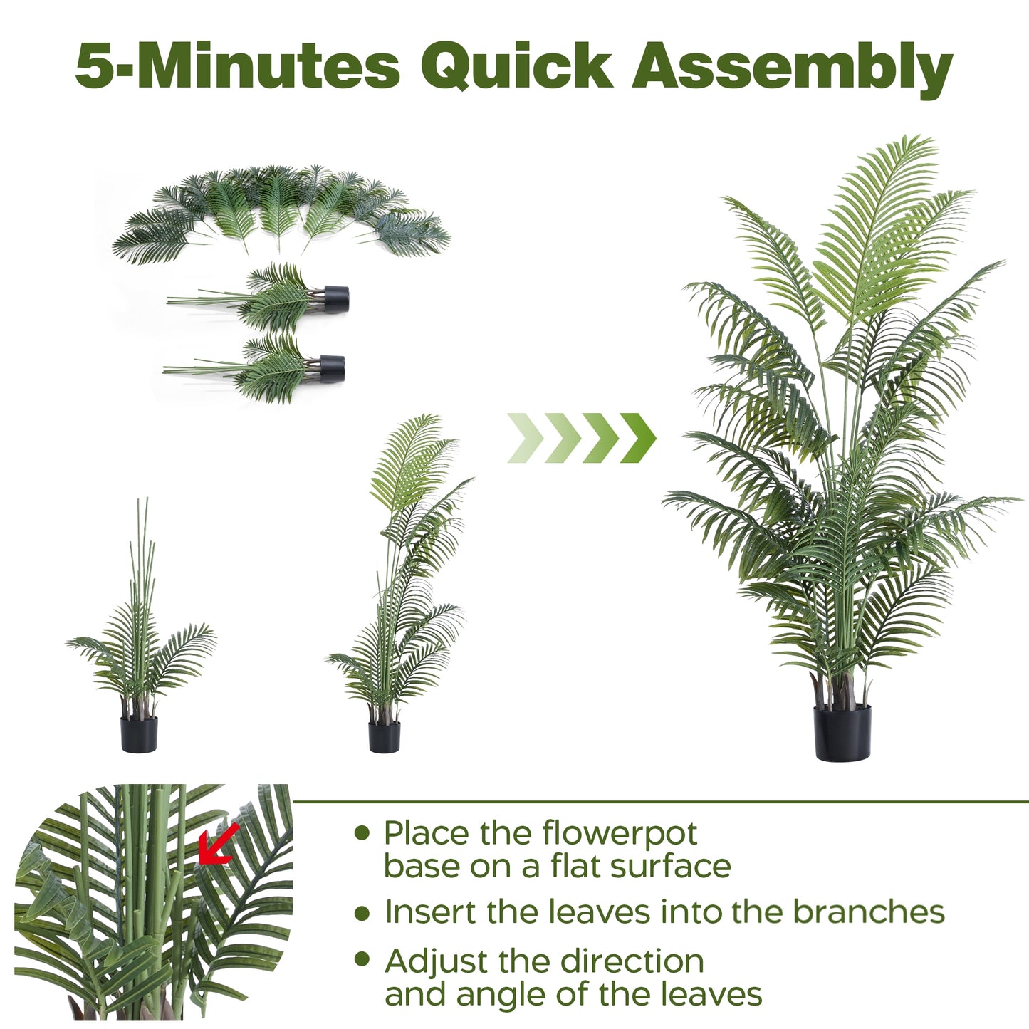 6ft Tall Artificial Areca Palm Tree (2-Pack) - UV Resistant Indoor/Outdoor Fake Potted Plant in Cement Pot, Realistic Tropical Decor for Patio, Living Room, Office