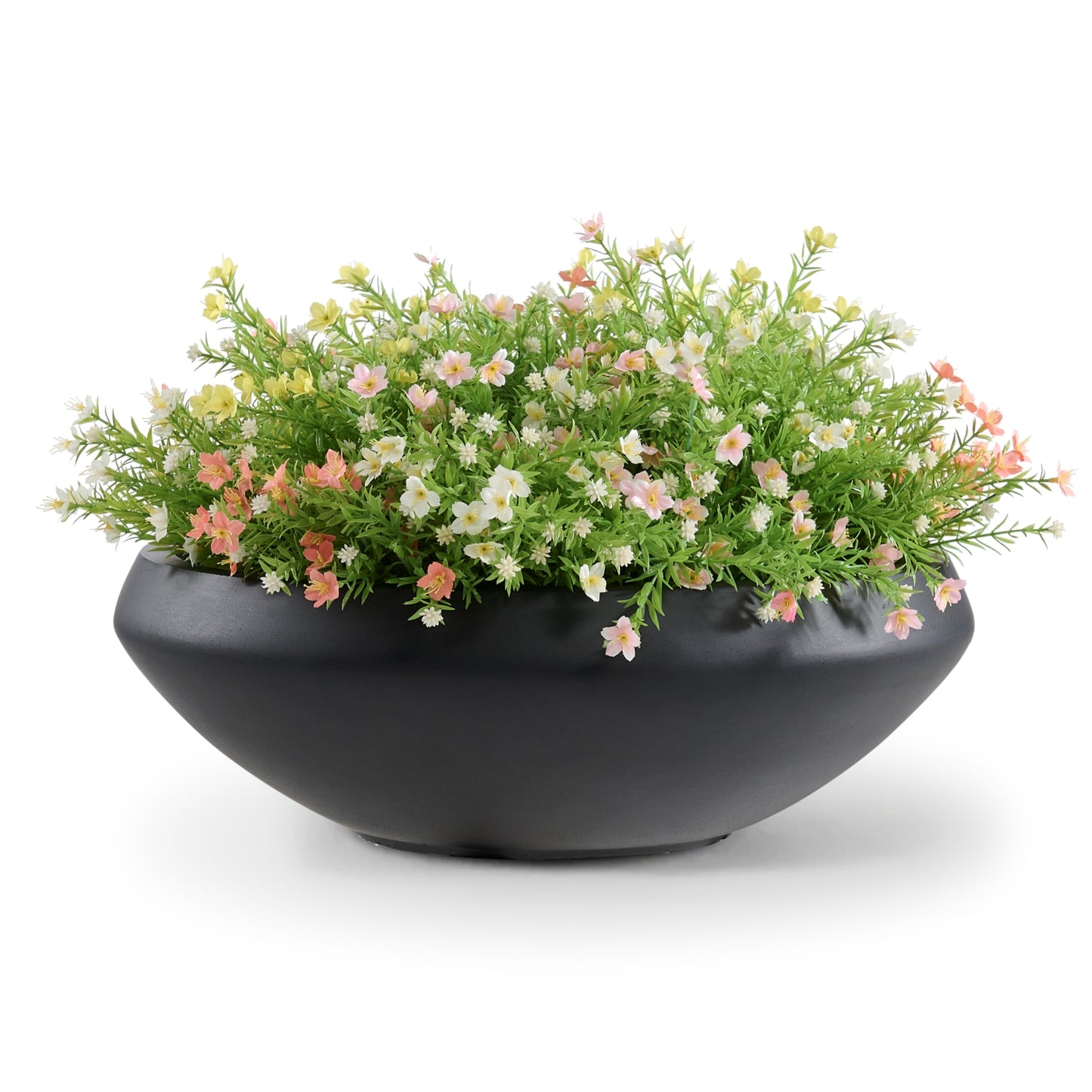 18.9-Inch Concrete Bowl Planter with Drain Hole, Large Outdoor Planters, 16.7-Inch Opening, 6.4-Inch Height