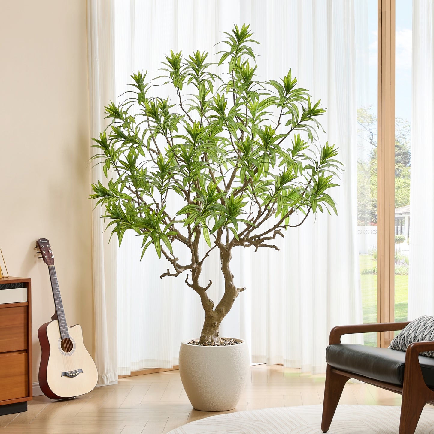 FloraFairy 7ft Artificial Tree, Dracaena Reflexa, Large Indoor Fake Plants, Dracaena Tree with Flowerpot, Tall Fake Trees for Home, Office Décor
