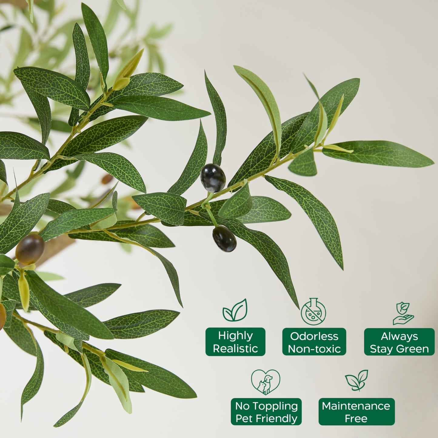 FloraFairy 7.5 Feet Artificial Olive Trees, Indoor Tall Faux Olive Tree with White Pot, Extra Large Fake Plants