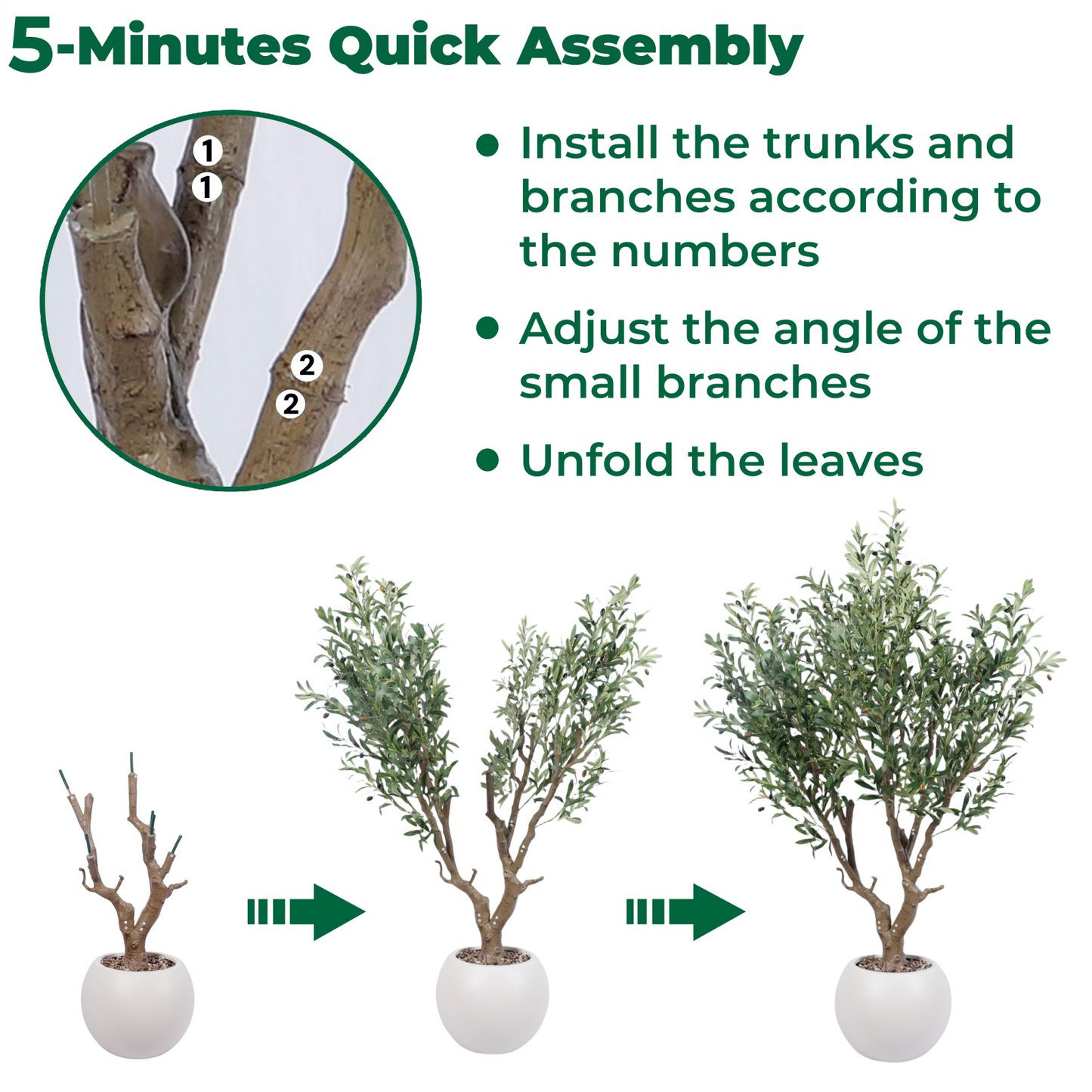 FloraFairy 7.5 Feet Artificial Olive Trees, Indoor Tall Faux Olive Tree with White Pot, Extra Large Fake Plants