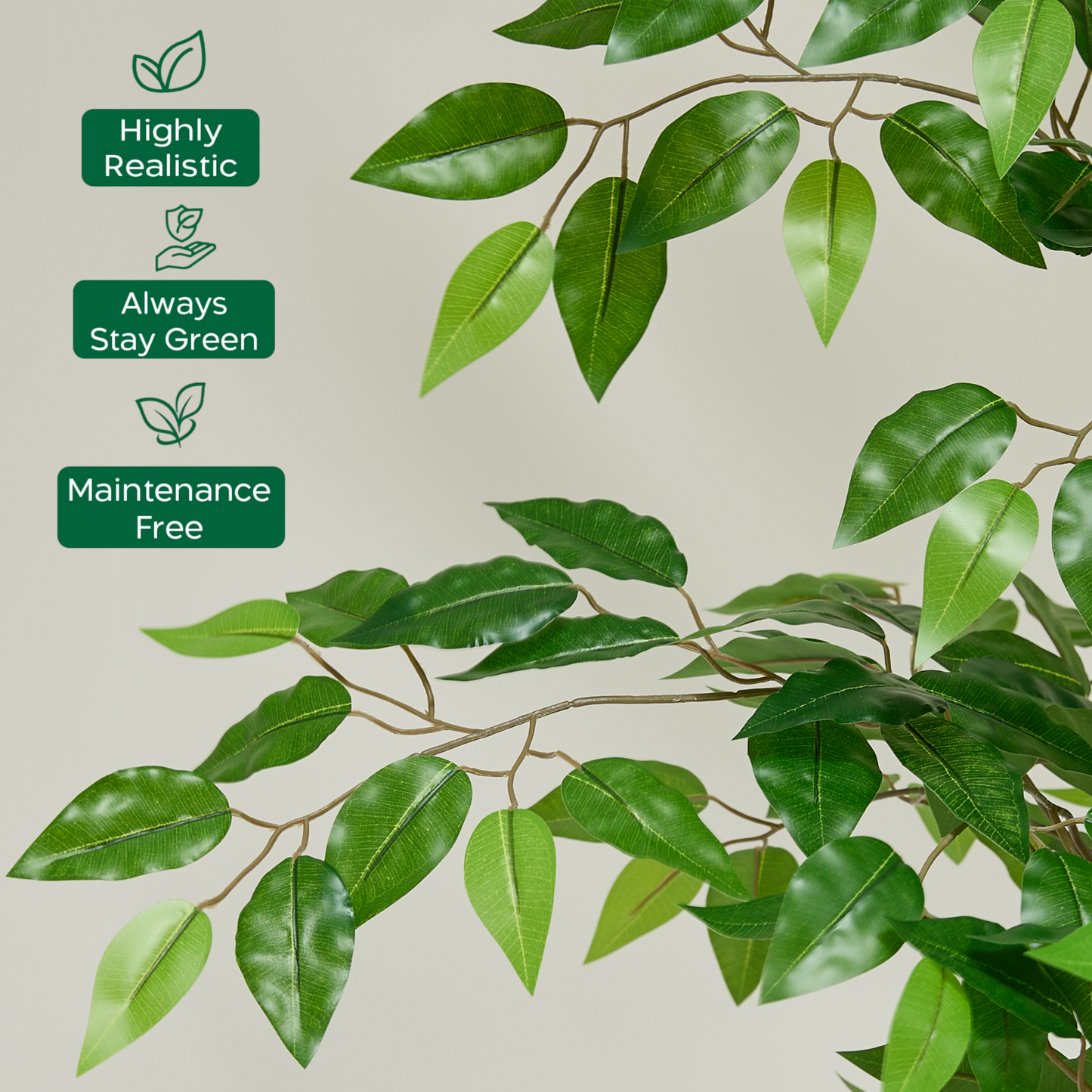 FloraFairy 8 Feet Artificial Banyan Tree, Tall Faux Trees with Planter, Ficus Microcarpa, Large Fake Plants for Indoor Decor