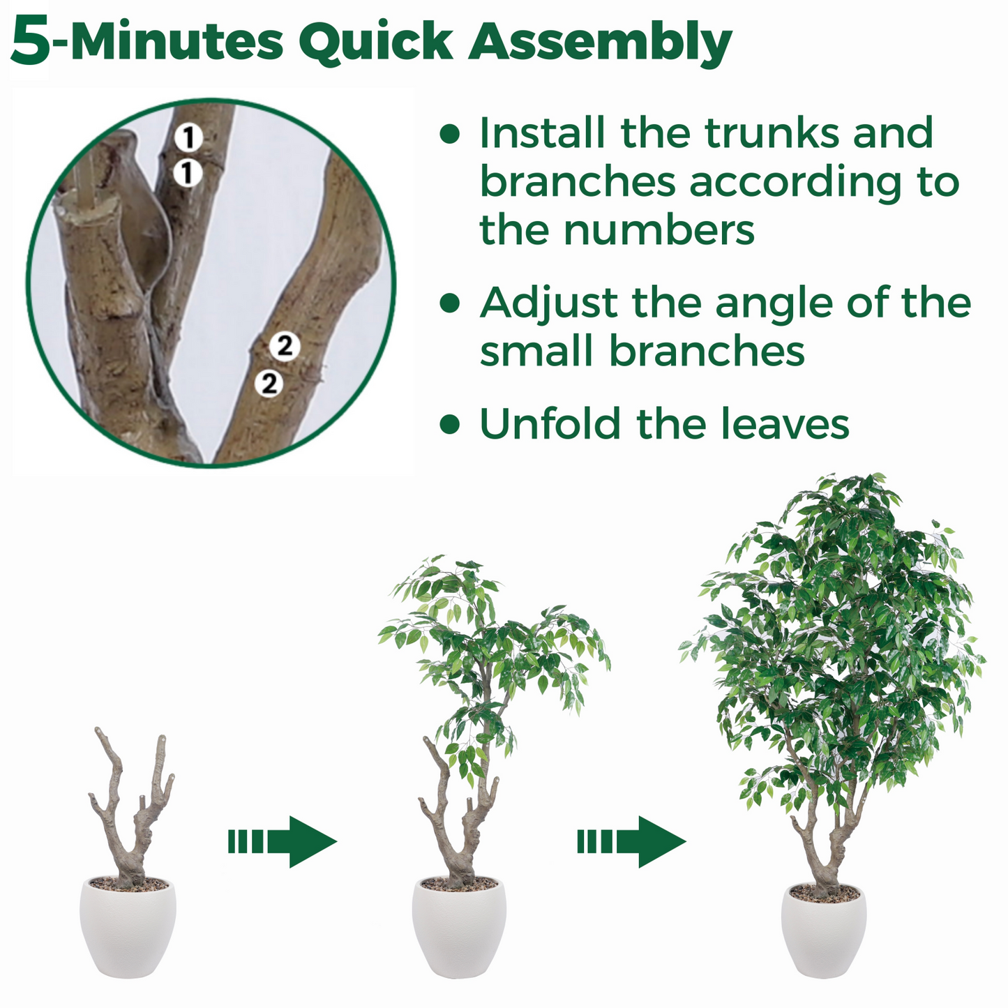 FloraFairy 8 Feet Artificial Banyan Tree, Tall Faux Trees with Planter, Ficus Microcarpa, Large Fake Plants for Indoor Decor