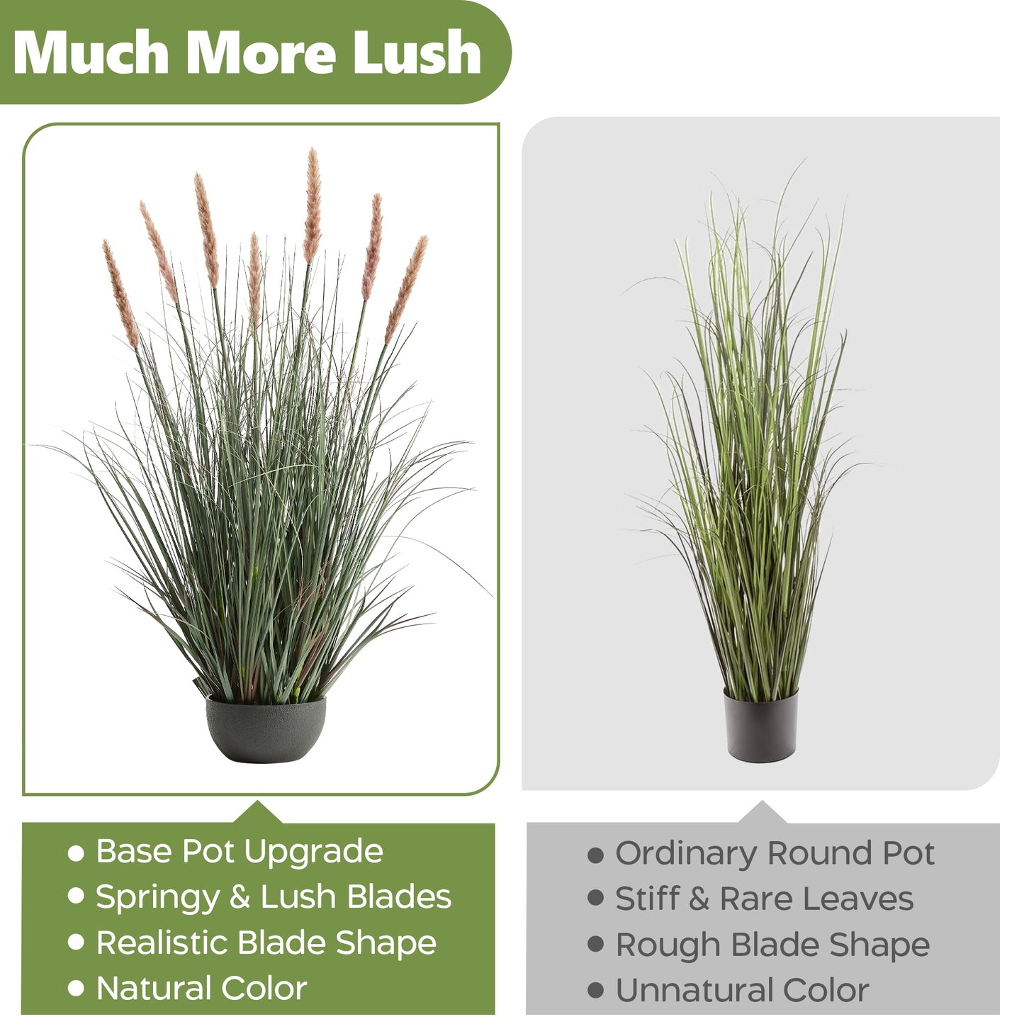 FloraFairy 3ft Artificial Onion Grass, Fake Potted Plant with 7 Flower Crowns