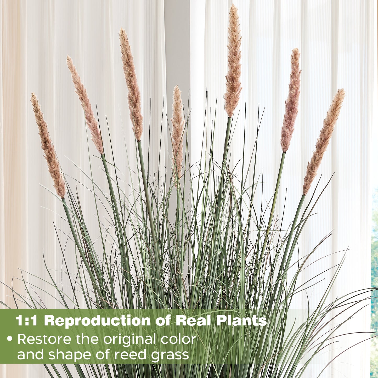 FloraFairy 3ft Artificial Onion Grass, Fake Potted Plant with 7 Flower Crowns