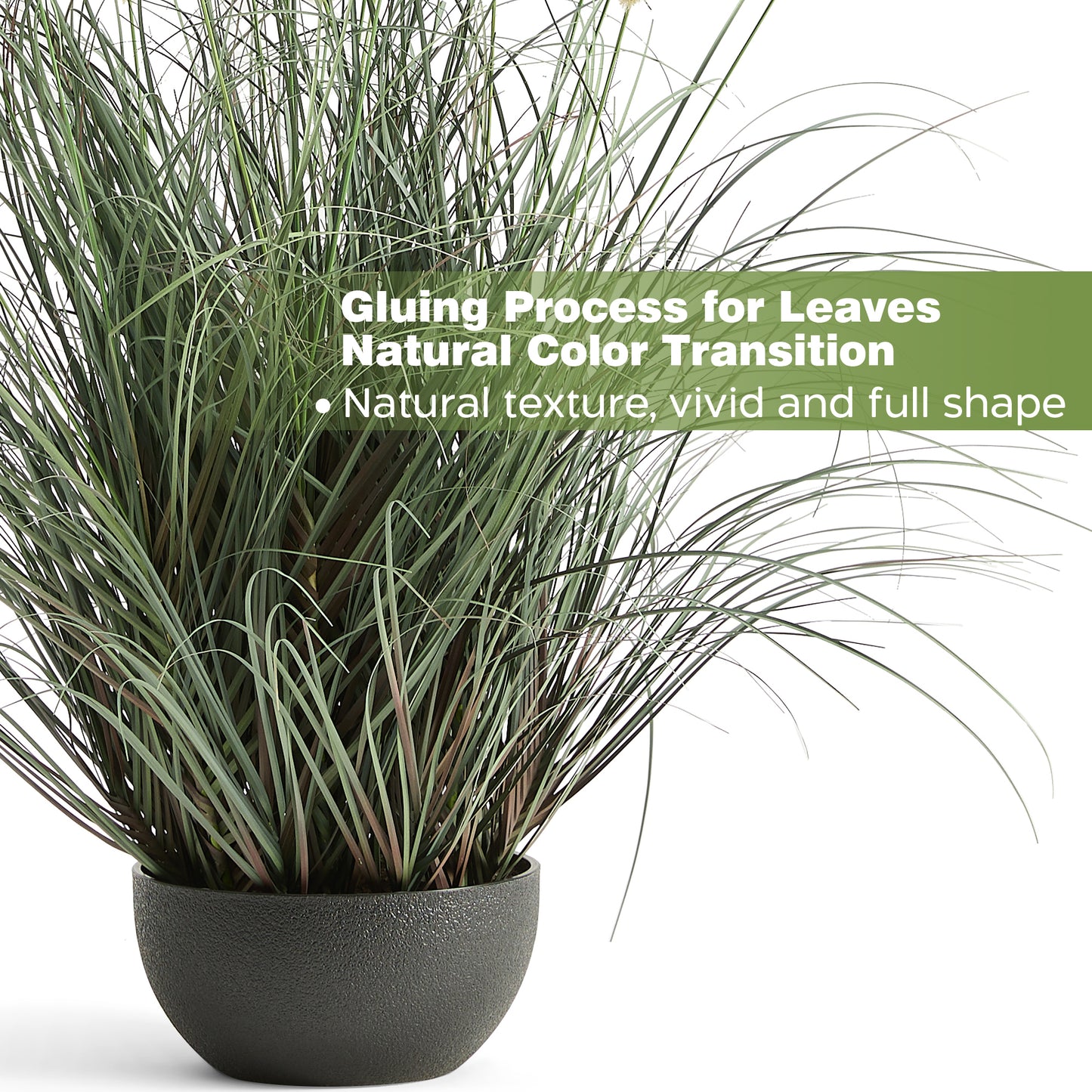 FloraFairy 3ft Onion Grass, Artificial Plant and Greenery, Fake Floor Plants Indoor Outdoor, Potted Faux Green Bristlegrass with Yellow Spikes, Horsetail Reed Grass, House Decorative