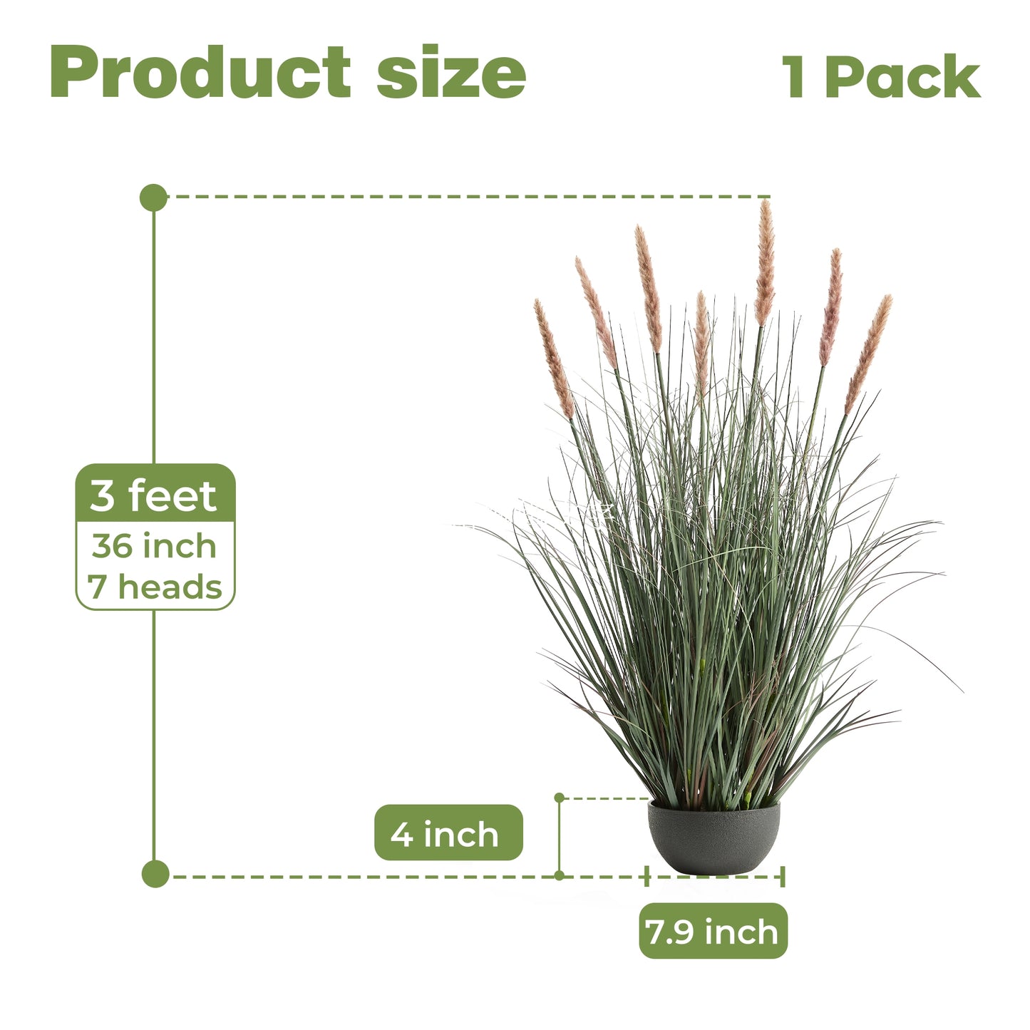 FloraFairy 3ft Artificial Onion Grass, Fake Potted Plant with 7 Flower Crowns