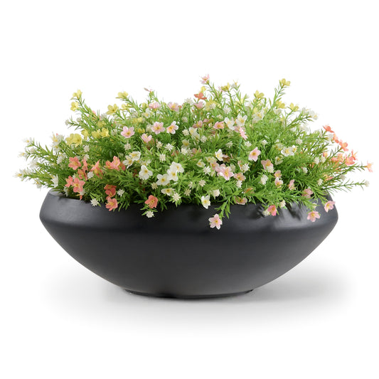 18.9-Inch Concrete Bowl Planter with Drain Hole, Large Outdoor Planters, 16.7-Inch Opening, 6.4-Inch Height