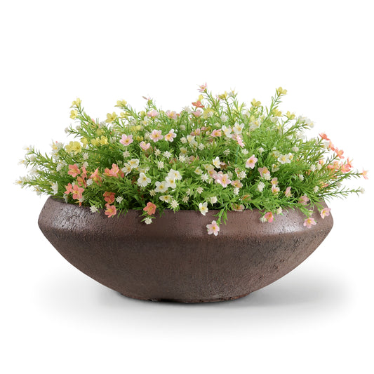 Concrete Bowl Planter, 18.9 Inch Dia Succulent Pot with Drain Hole, Lotus Planter 16.7-inch Opening, 6.4-Inche Height, Medium, Rust