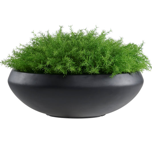 Concrete Bowl Planter, 23.2 Inch Dia x 8 Inch Height, Succulent Pot with Drain Hole, 21-inch Opening Flowerpot for Herbs, Bonsai, and Shallow-root Plants, Large, Black