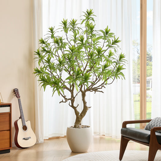 FloraFairy 7ft Artificial Tree, Dracaena Reflexa, Large Indoor Fake Plants, Dracaena Tree with Flowerpot, Tall Fake Trees for Home, Office Décor