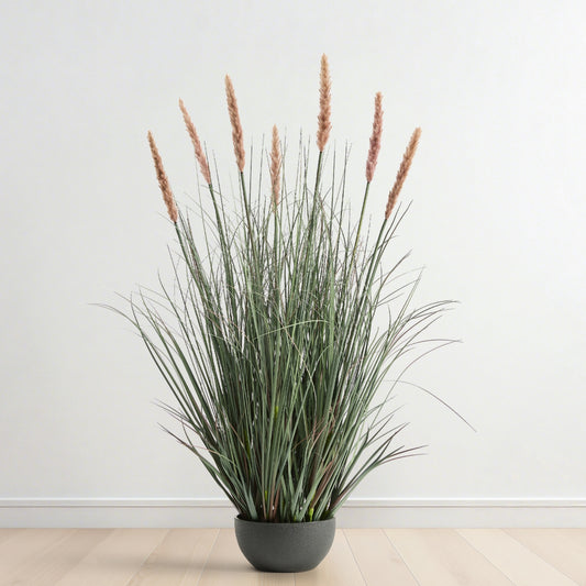 FloraFairy 3ft Artificial Onion Grass, Fake Potted Plant with 7 Flower Crowns