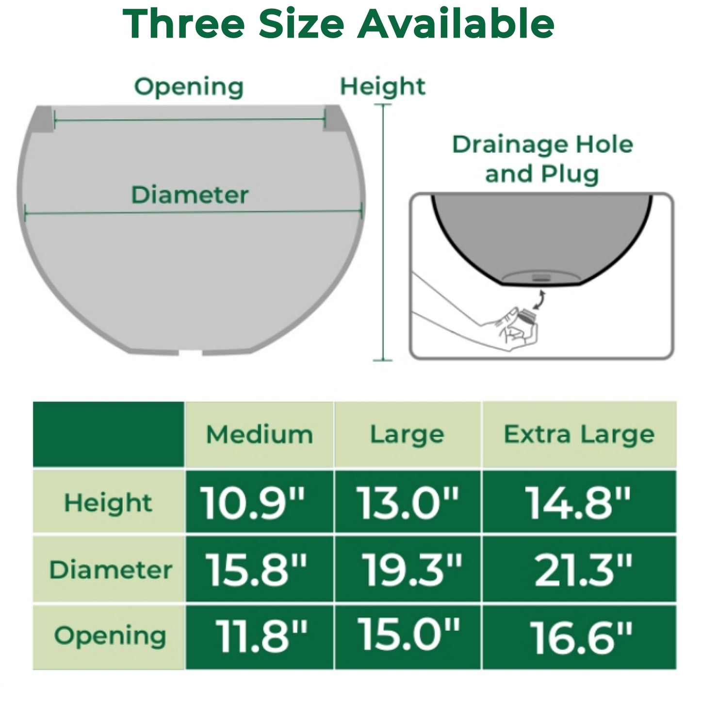 19.3" D x 13" H Fiberstone Large Size Planter, Black, 15" Pot Opening, Sphere Flower Pots with Drainage Hole, Weather Resistance Indoor/Outdoor Round Planters for Tree or Plants